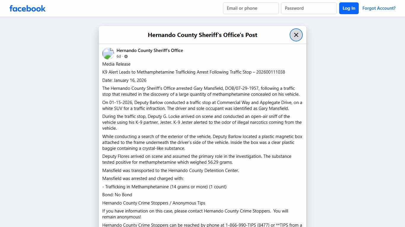 Media Release K9 Alert... - Hernando County Sheriff's Office Facebook